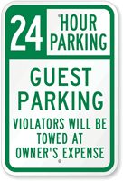 24 Hour Guest Parking Sign