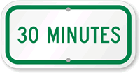 30 MINUTES Time Limit Parking Sign
