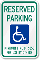 Reserved Parking Minimum Fine Sign