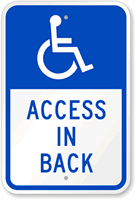 Access In Back Sign (with Graphic)