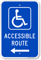 Accessible Route Sign with Arrow and Graphic