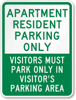 Apartment Resident Parking Only Sign