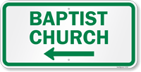 Baptist Church Sign with Arrow