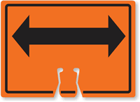 Double Arrow Cone Top Warning Sign