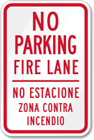 No Parking Fire Lane Bilingual Sign