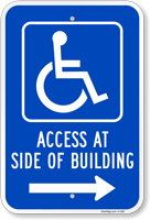 Handicap Access At Side Of Building Sign