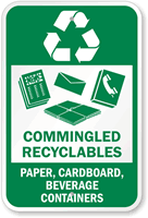 Commingled Recyclables  Paper Cardboard Beverage Containers Sign