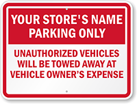Custom Reserved Parking, Vehicles Towed Away Sign