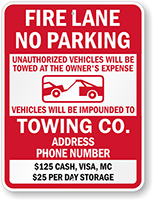 Tow Away Zone Sign, Unauthorized Vehicles Towed Custom Sign