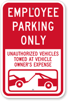 Employee Parking Only Sign