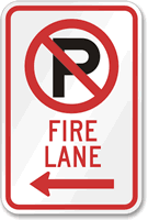 Fire Lane Parking Sign (left arrow symbol )