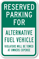 Reserved Parking Alternative Fuel Vehicle Sign