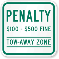 Tow Away Zone, Virginia Handicap Supplementary Sign