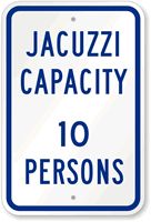 Jacuzzi Max Capacity Persons Sign