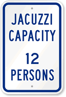 Jacuzzi Maximum Capacity Persons Sign