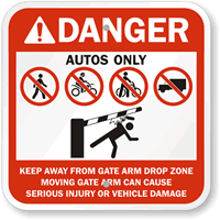 Keep Away From Gate Arm Drop Zone Sign