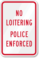 No Loitering  (with graphic) Loitering Sign