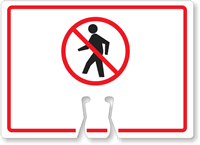 No Pedestrians Pictorial Cone Top Warning Sign