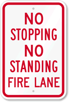 No Stopping No Standing Fire Lane Sign