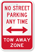 No Street Parking Anytime Sign