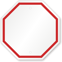 Blank Sign, Octagon Shape, Red Printed Border