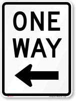 One Way (left arrow) Aluminum Parking Sign