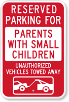 Reserved Parking For Parents With Small Children Sign