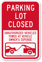 Parking Lot Closed Sign