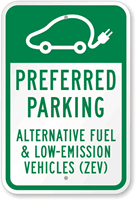 Preferred Parking Alternate Fuel & Low-Emission Vehicles Sign