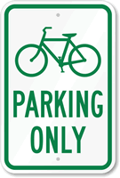 Parking Only Bicycle Graphic Sign
