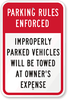Parking Rules Enforced Sign
