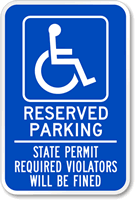 Reserved Parking State Permit Required Sign