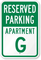 Reserved Parking Apartment G Sign