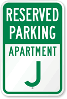 Reserved Parking Apartment J Sign