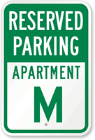 Reserved Parking Apartment M Sign