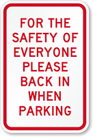Please Back In When Parking Sign