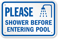 Shower Before Entering Pool Sign