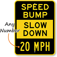 Speed Bump Slow Down Speed Limit Parking Sign