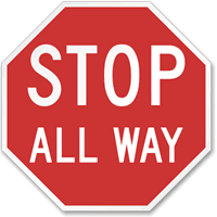Stop All Way Reflective Aluminum STOP Sign