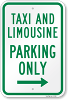 Taxi And Limousine Parking With Arrow Sign