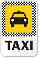 Taxi with Graphic Sign