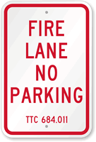 Texas Fire Lane No Parking Sign