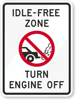 Idle Free Zone, Turn Off Engine (With Graphic) Sign