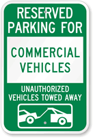 Reserved Parking For Commercial Vehicles Sign