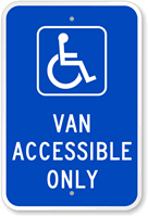 Van Accessible Only Handicap Parking Sign