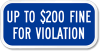 Up To $200 Fine For Violation ADA Sign