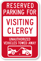 Reserved Parking For Visiting Clergy Sign