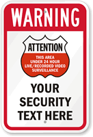 Warning  Area Under Video Surveillance Custom Sign