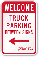 Truck Parking Between with Left Arrow Sign