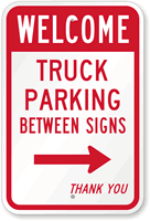 Truck Parking Between with Right Arrow Sign